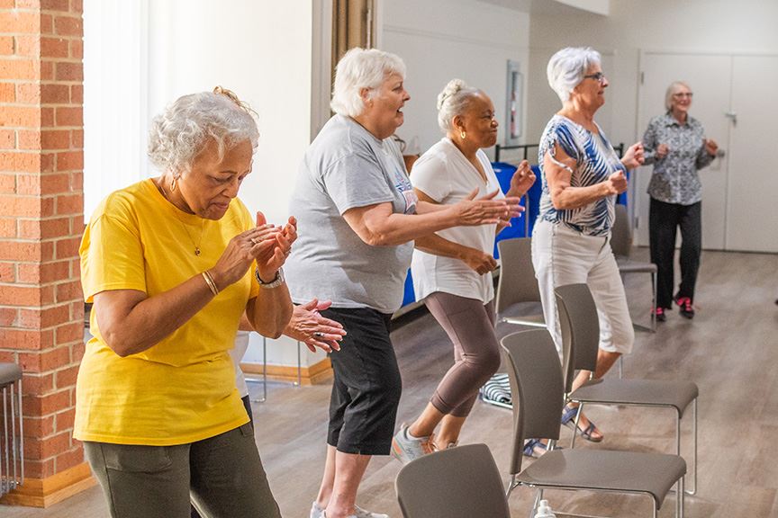 Aging women dancing