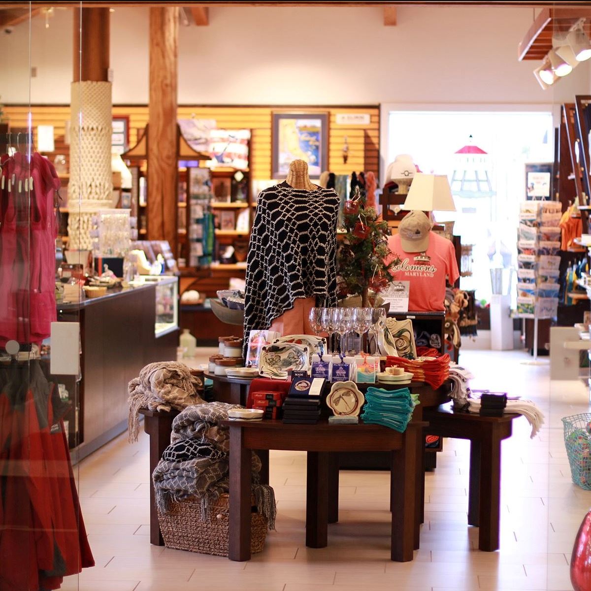 Clothes, glasses and gifts in a gift shop